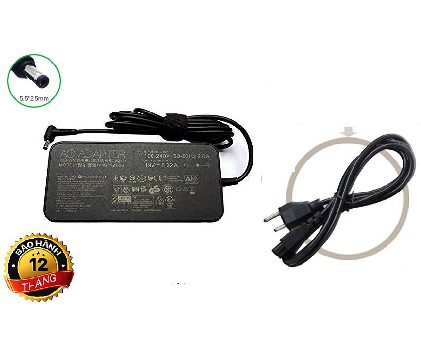 Sạc Adapter Laptop Asus 19V 6.32A 120W Đầu thường chính hãng